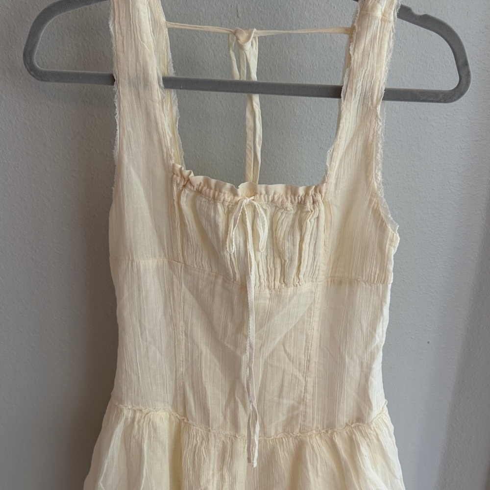 Free People Cream Gauze Tie-Front Chemise